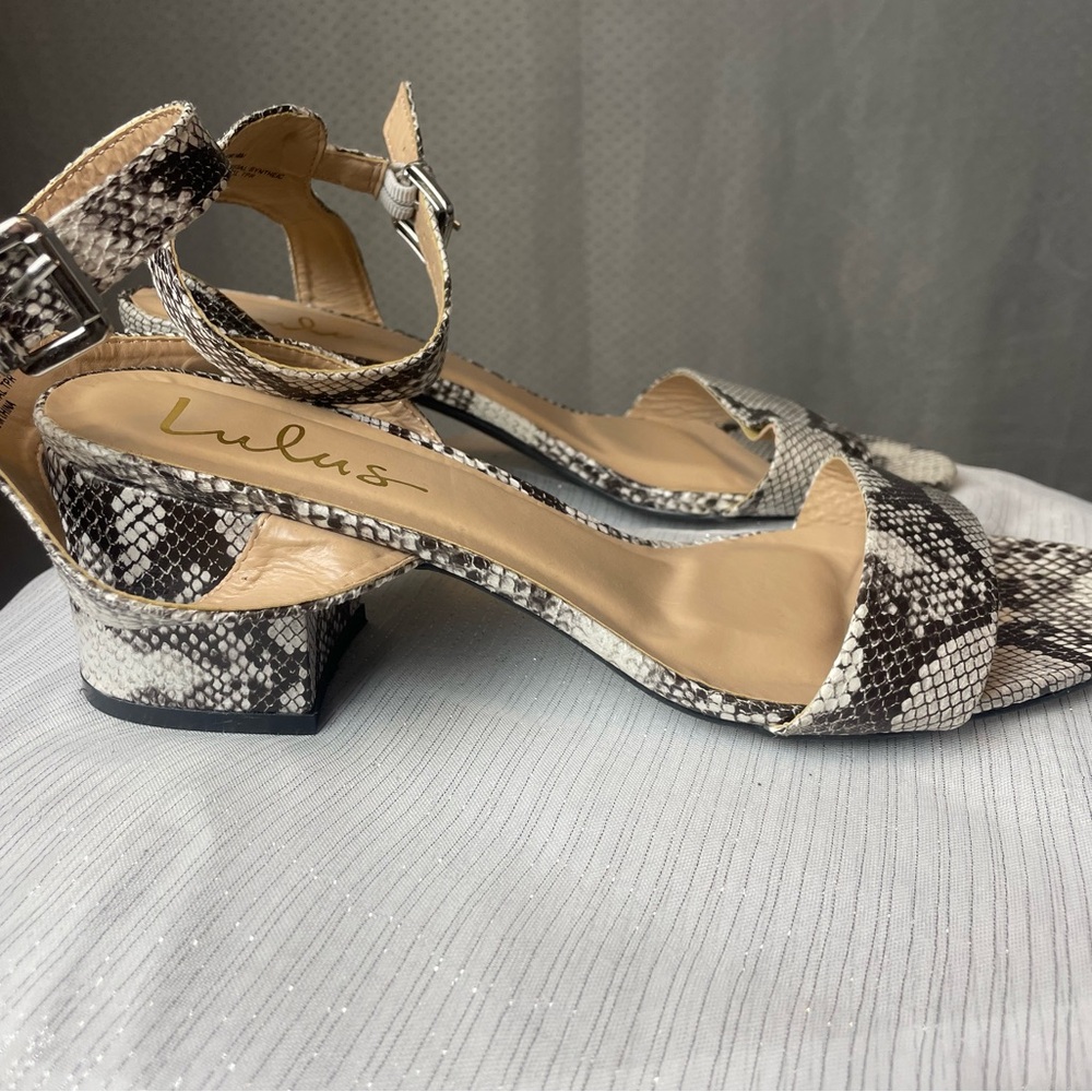 Lulu's Black and White Heels with Ankle Strap - Picture 4 of 5